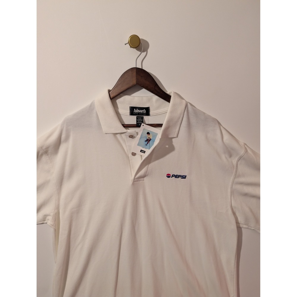 Ashworth Pepsi Polo Shirt Mens Large White NWT Vintage 90s Cotton Golf Promo